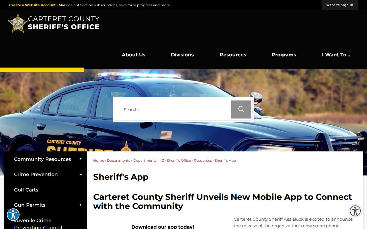 Carteret County arrest search Sheriff mobile app tools