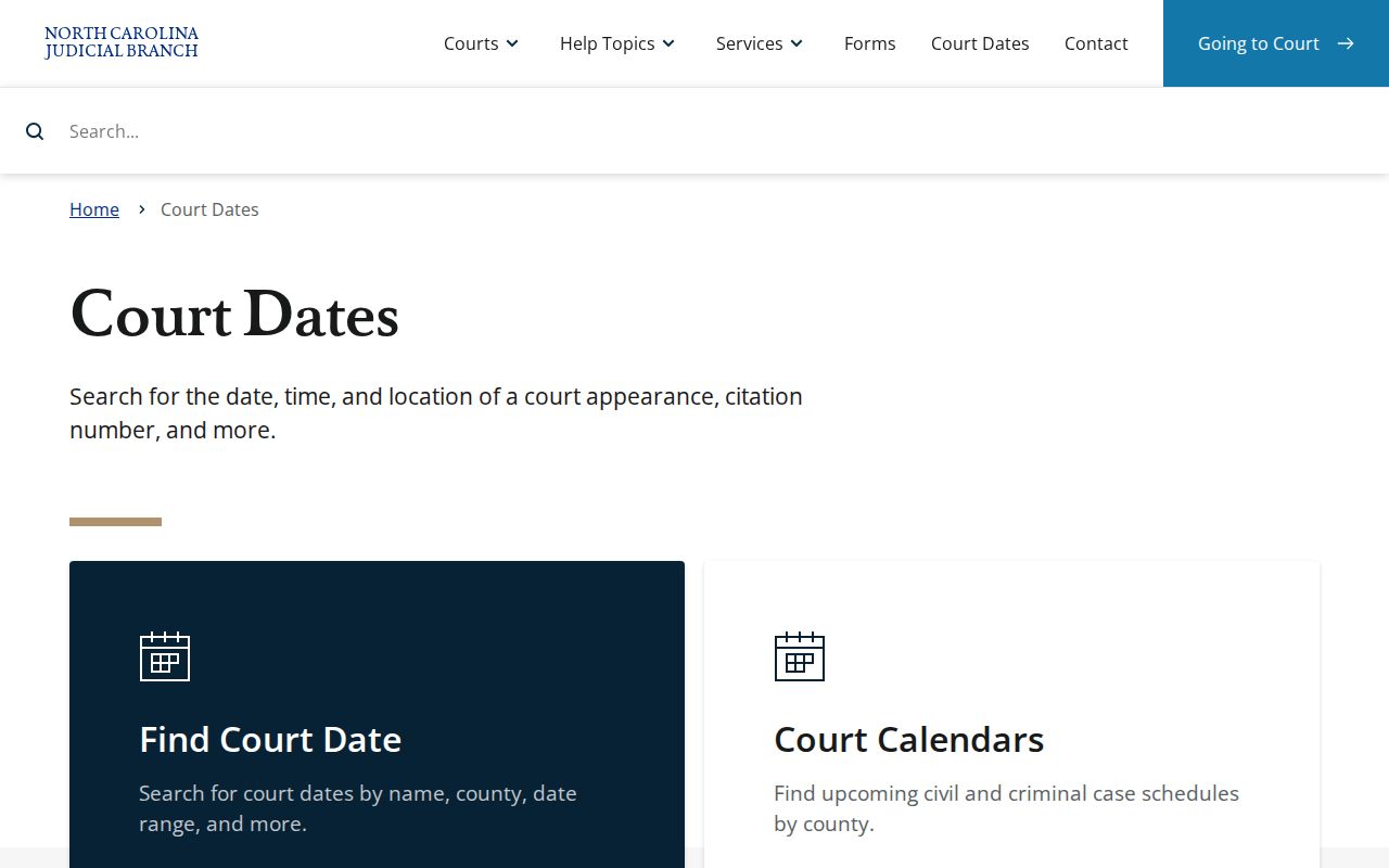 Carteret County criminal court case date search fields
