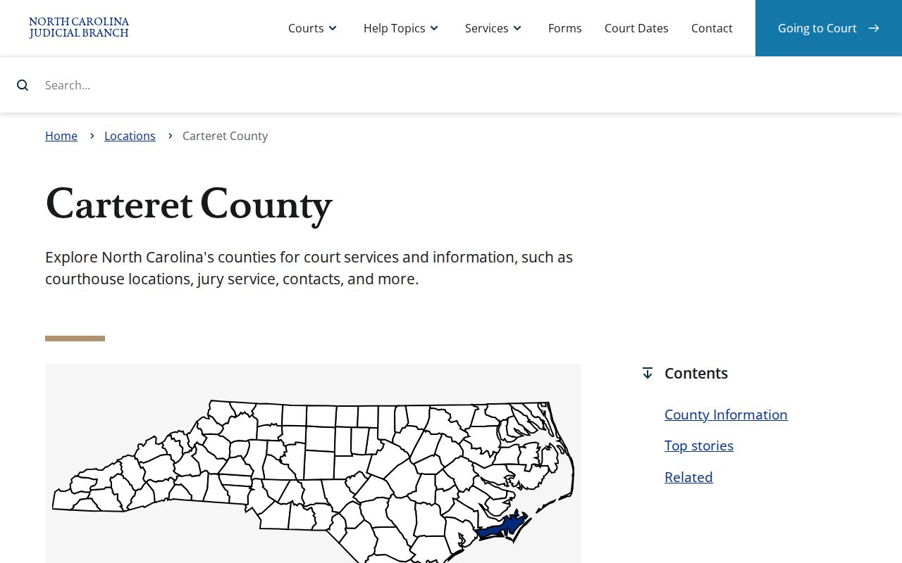Carteret County court case hub for criminal court records